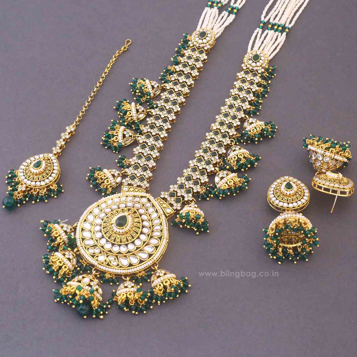 Emerald Surina Kundan Jewellery Set
