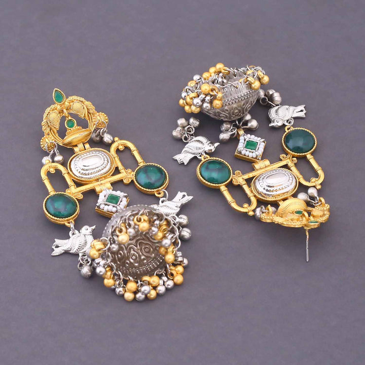 Emerald Swarnima Oxidised Jhumkis