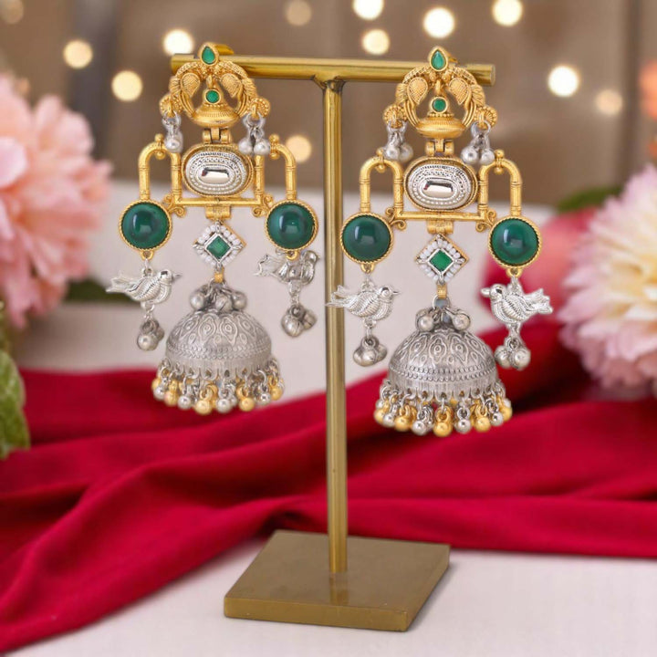 Emerald Swarnima Oxidised Jhumkis