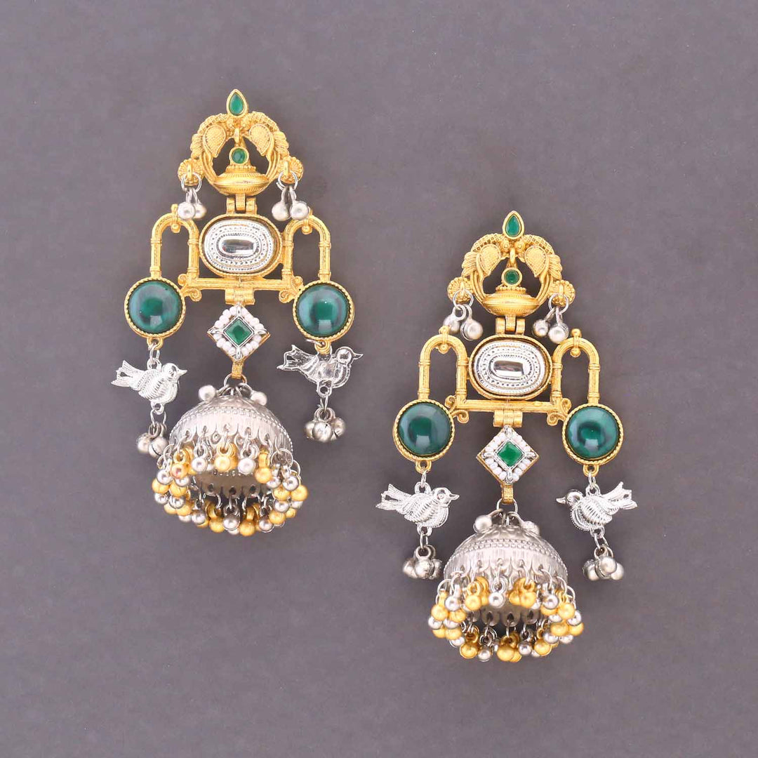 Emerald Swarnima Oxidised Jhumkis