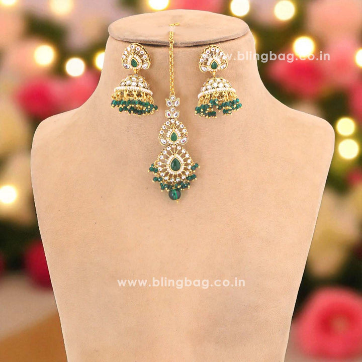 Emerald Tanushee Kundan Jewellery Set