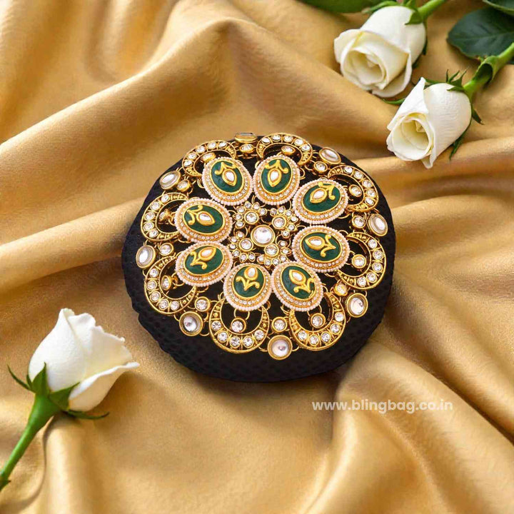 Emerald Tanvisha Kundan Hair Bun Cage