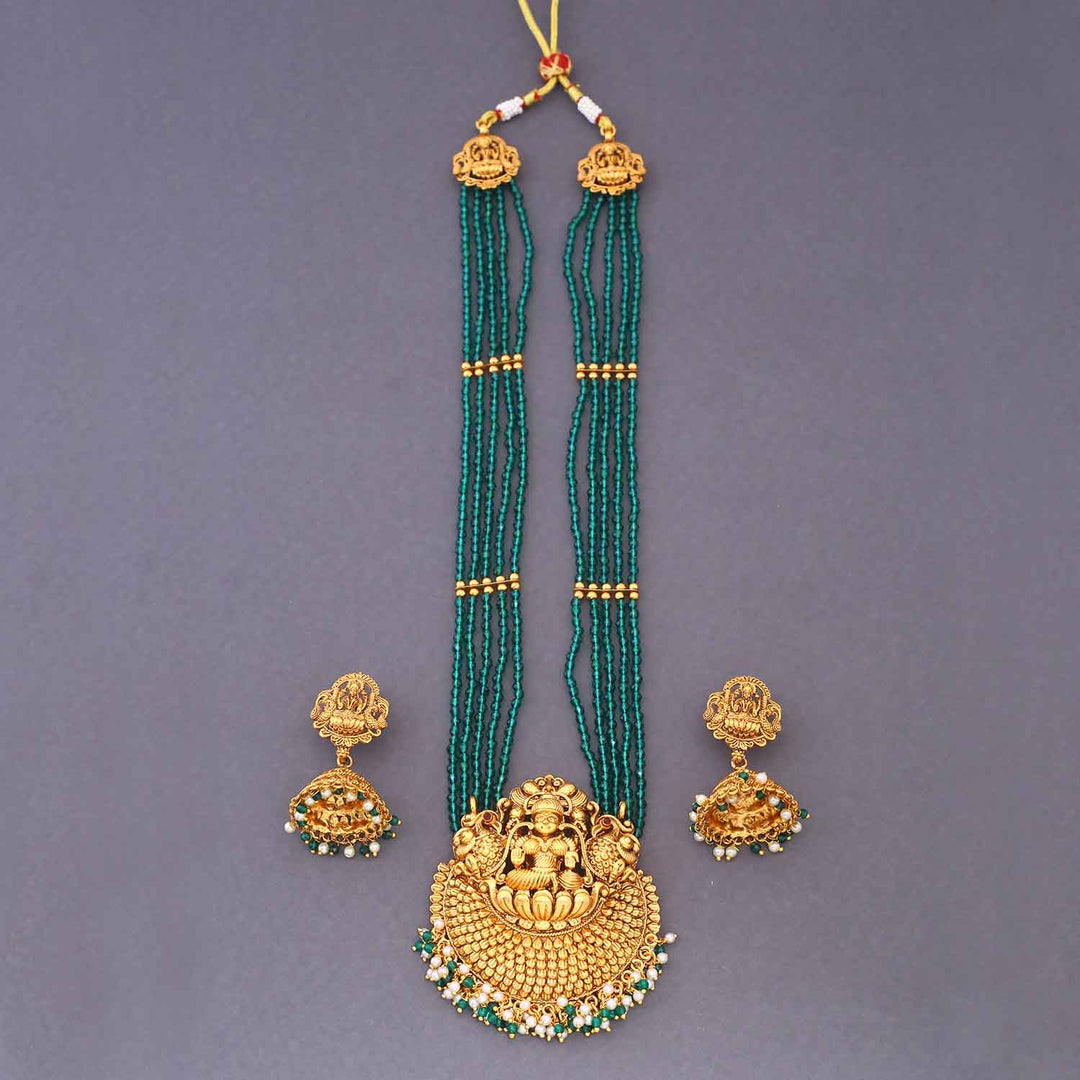 Emerald Tejasvi Temple Jewellery Set - New Arrival