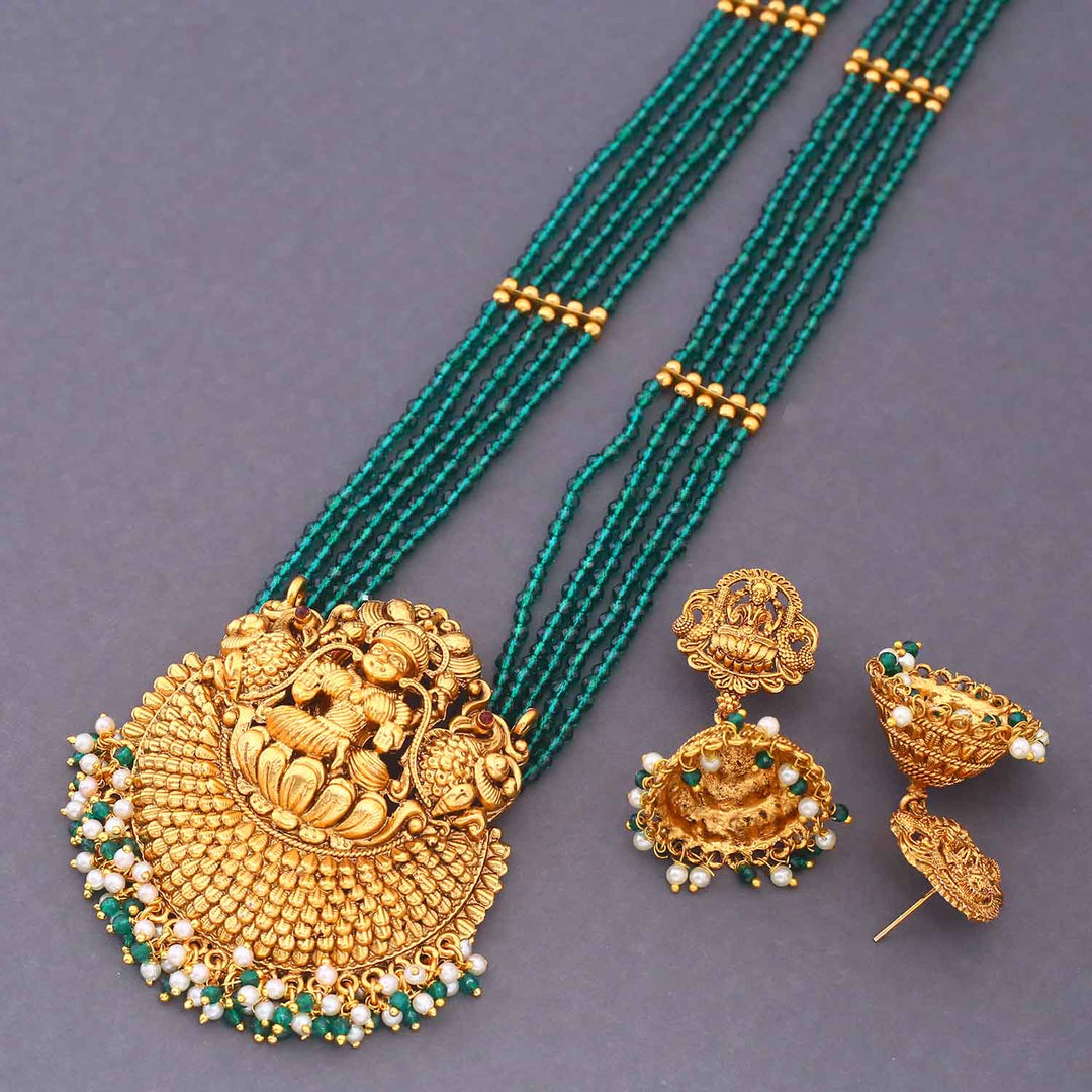 Emerald Tejasvi Temple Jewellery Set - New Arrival