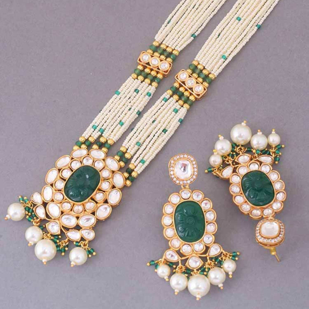 Emerald Tiany Kundan Jewellery Set