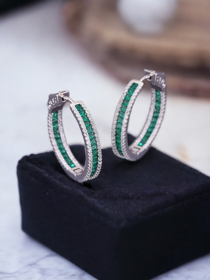 Emerald Tigger Zirconia Hoops