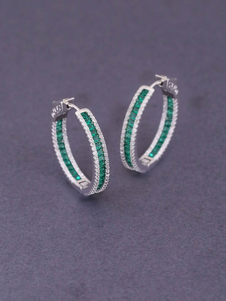 Emerald Tigger Zirconia Hoops