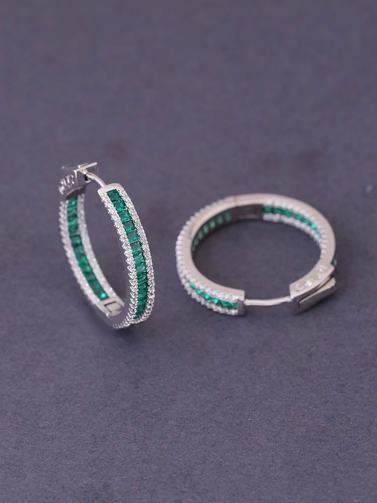 Emerald Tigger Zirconia Hoops