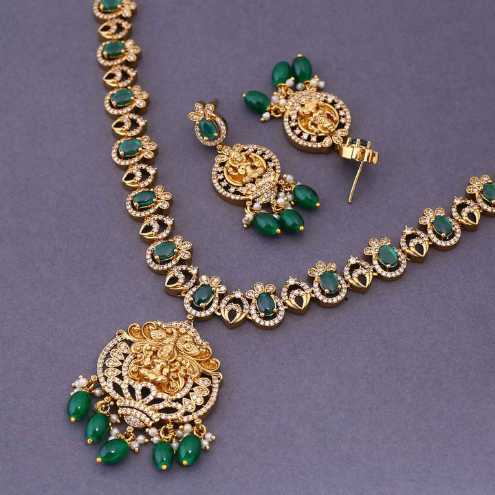 Emerald Trimurti Temple Jewellery Set- New Arrival