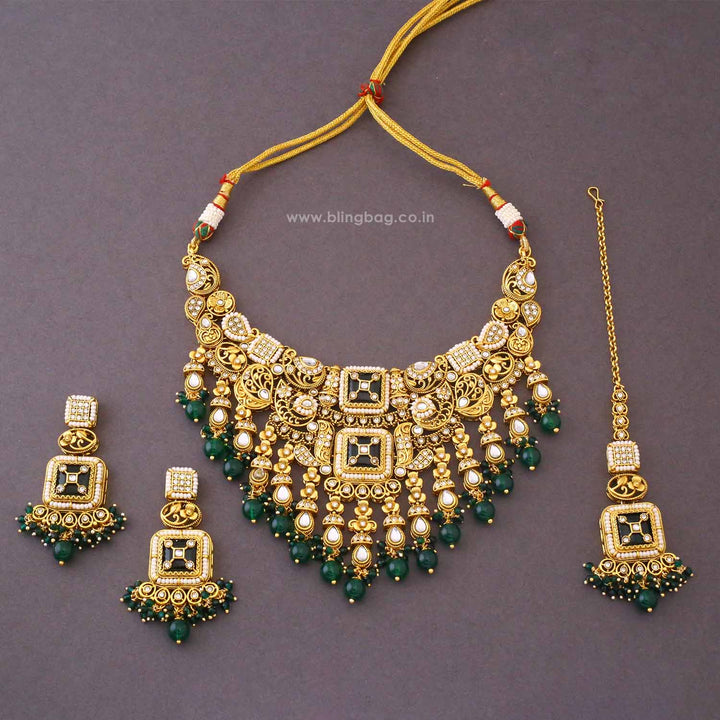 Emerald Tvesha Kundan Jewellery Set - New Arrival