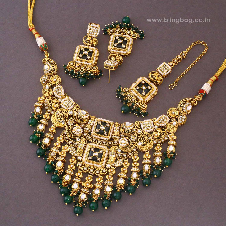 Emerald Tvesha Kundan Jewellery Set - New Arrival