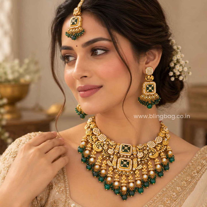 Emerald Tvesha Kundan Jewellery Set - New Arrival