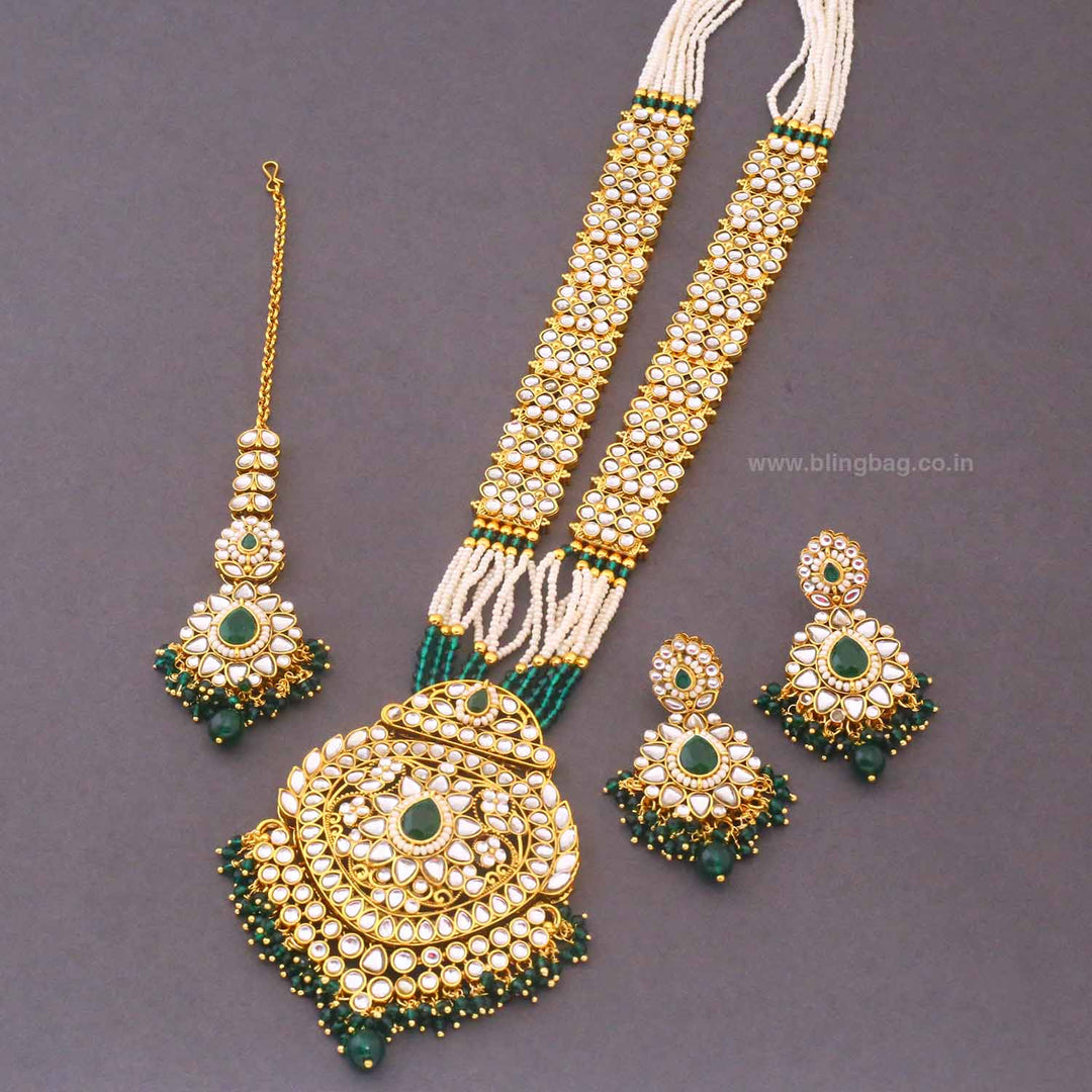 Emerald Ujala Kundan Jewellery Set