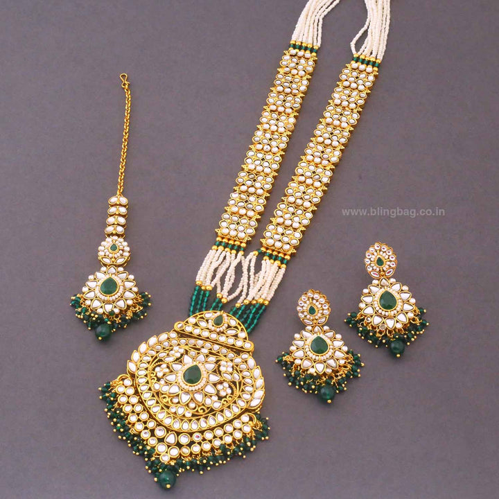 Emerald Ujala Kundan Jewellery Set