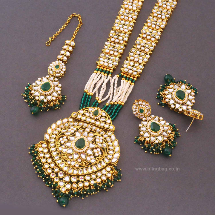 Emerald Ujala Kundan Jewellery Set