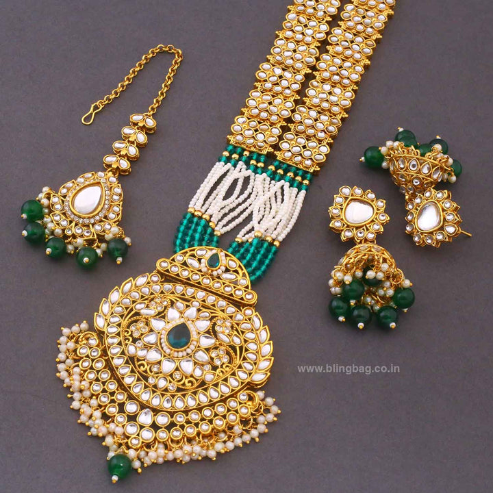 Emerald Ujala Kundan Jewellery Set