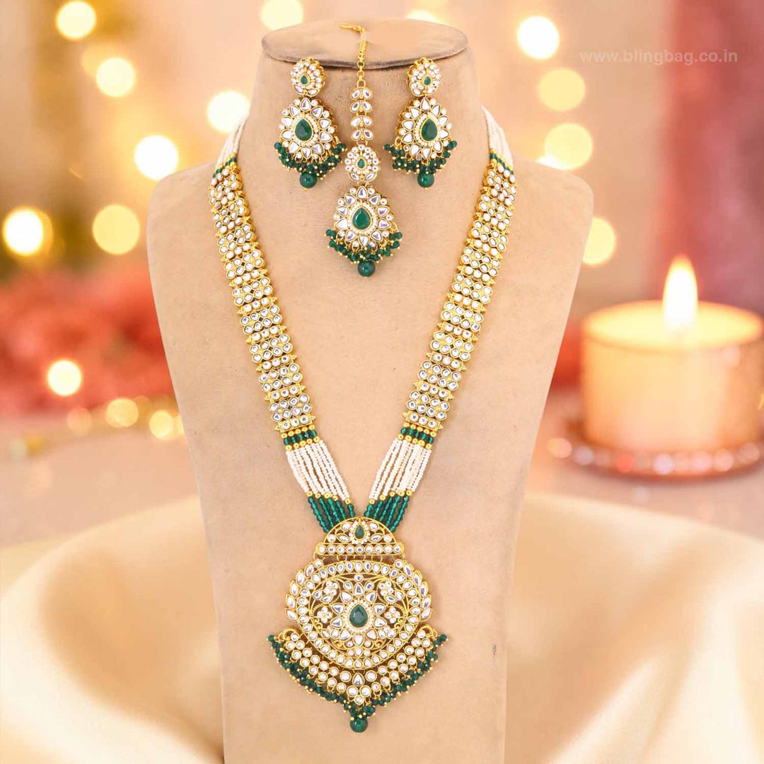 Emerald Ujala Kundan Jewellery Set