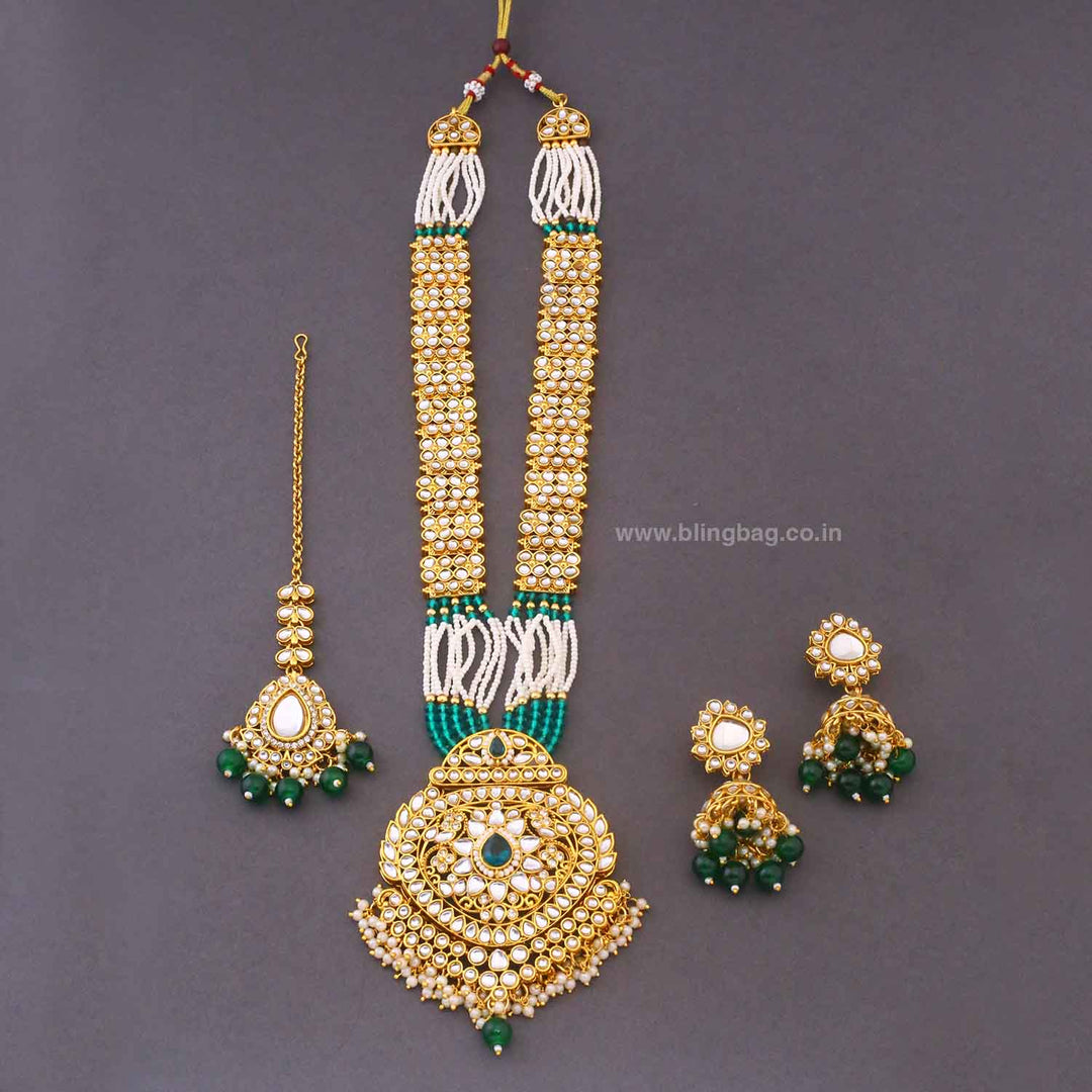 Emerald Ujala Kundan Jewellery Set