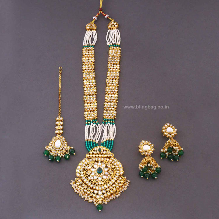 Emerald Ujala Kundan Jewellery Set