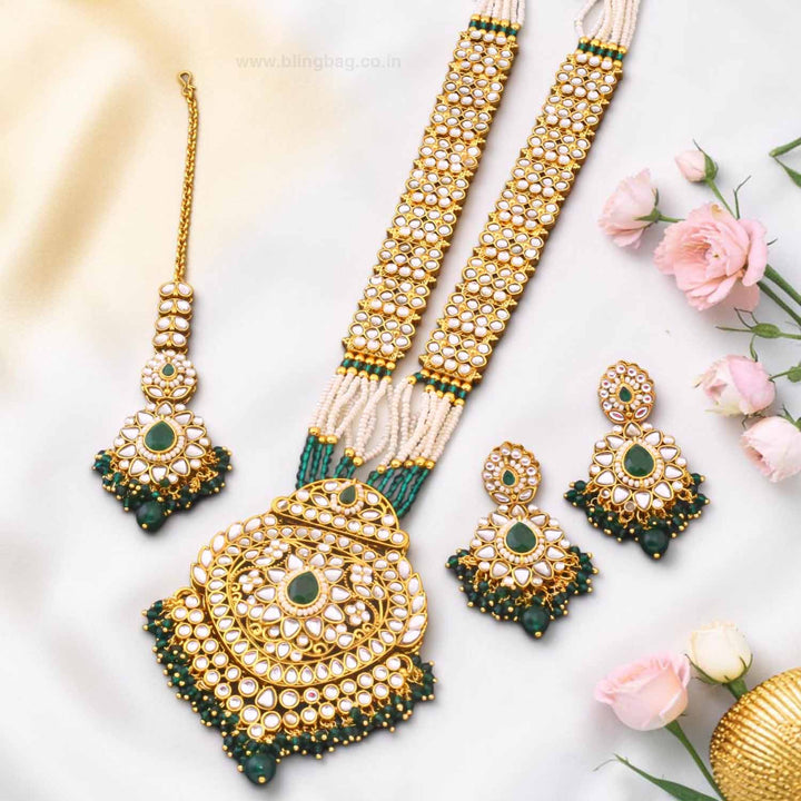 Emerald Ujala Kundan Jewellery Set