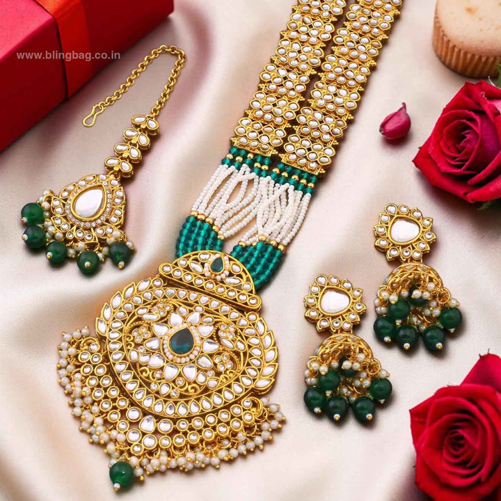 Emerald Ujala Kundan Jewellery Set