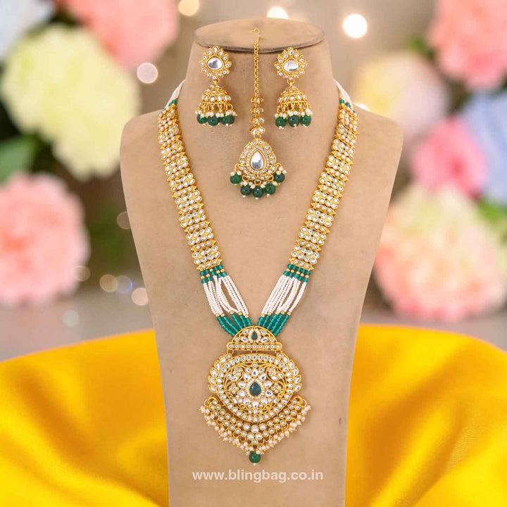 Emerald Ujala Kundan Jewellery Set