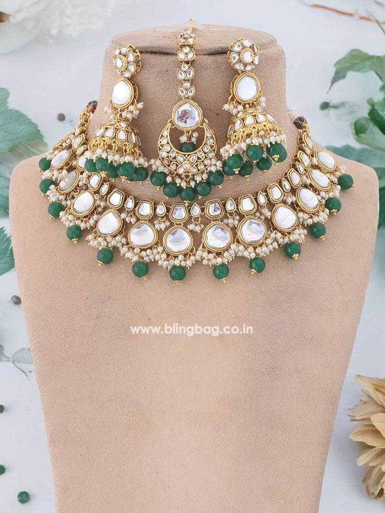 Emerald Ujwala Kundan Jewellery Set