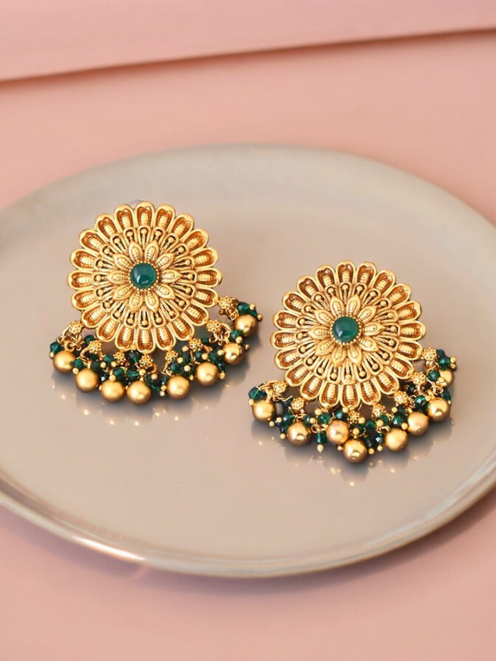 Emerald Umika Temple Danglers