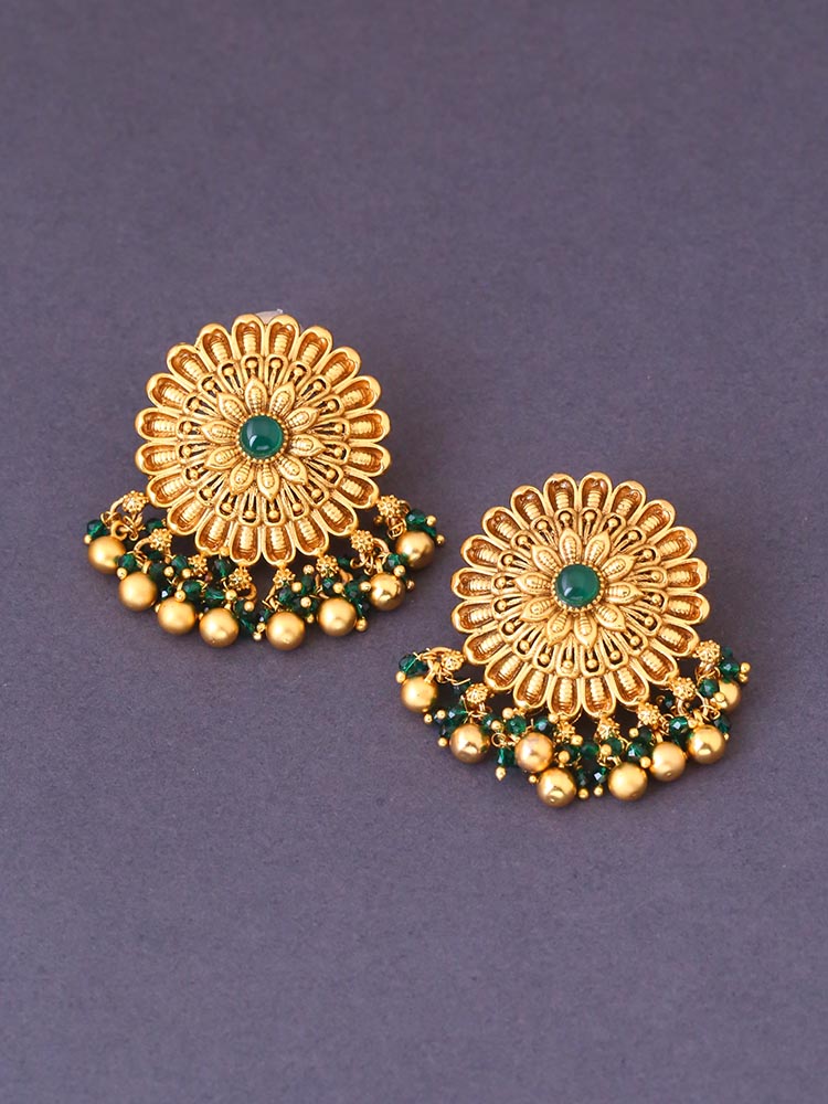 Emerald Umika Temple Danglers