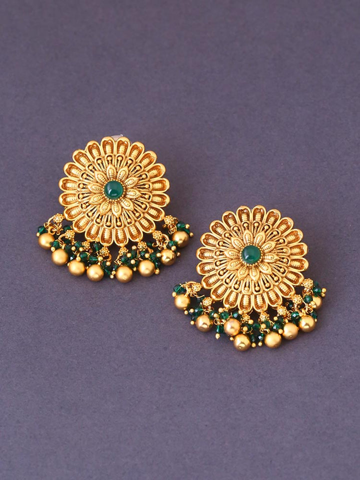 Emerald Umika Temple Danglers