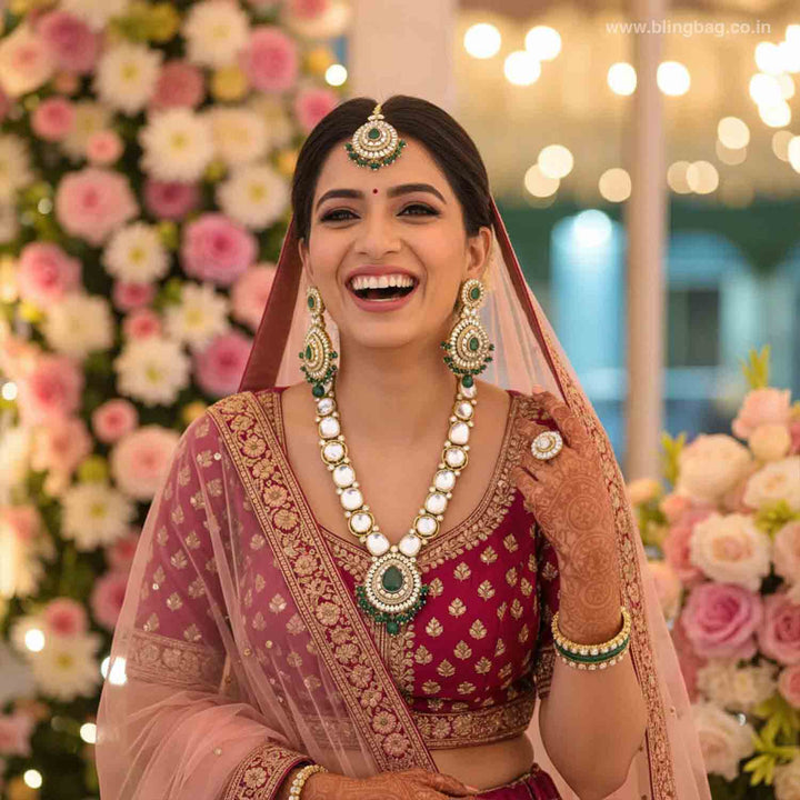 Emerald Umisha Kundan Jewellery Set