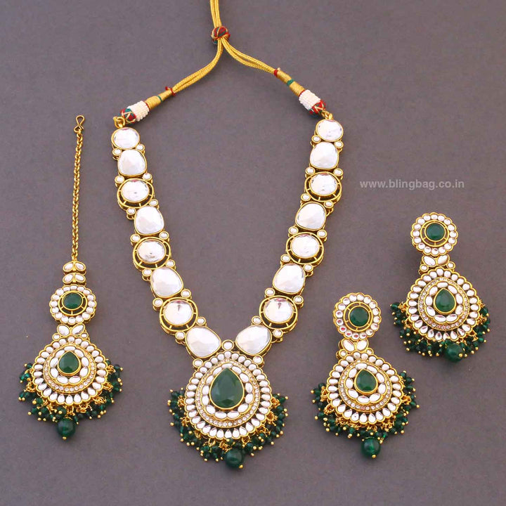 Emerald Umisha Kundan Jewellery Set