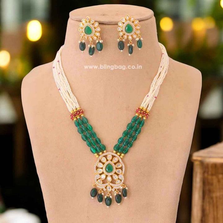Emerald Vaani Kundan Jewellery Set - EOSS