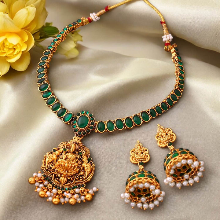 Emerald Vadini Temple Jewellery Set - New Arrival