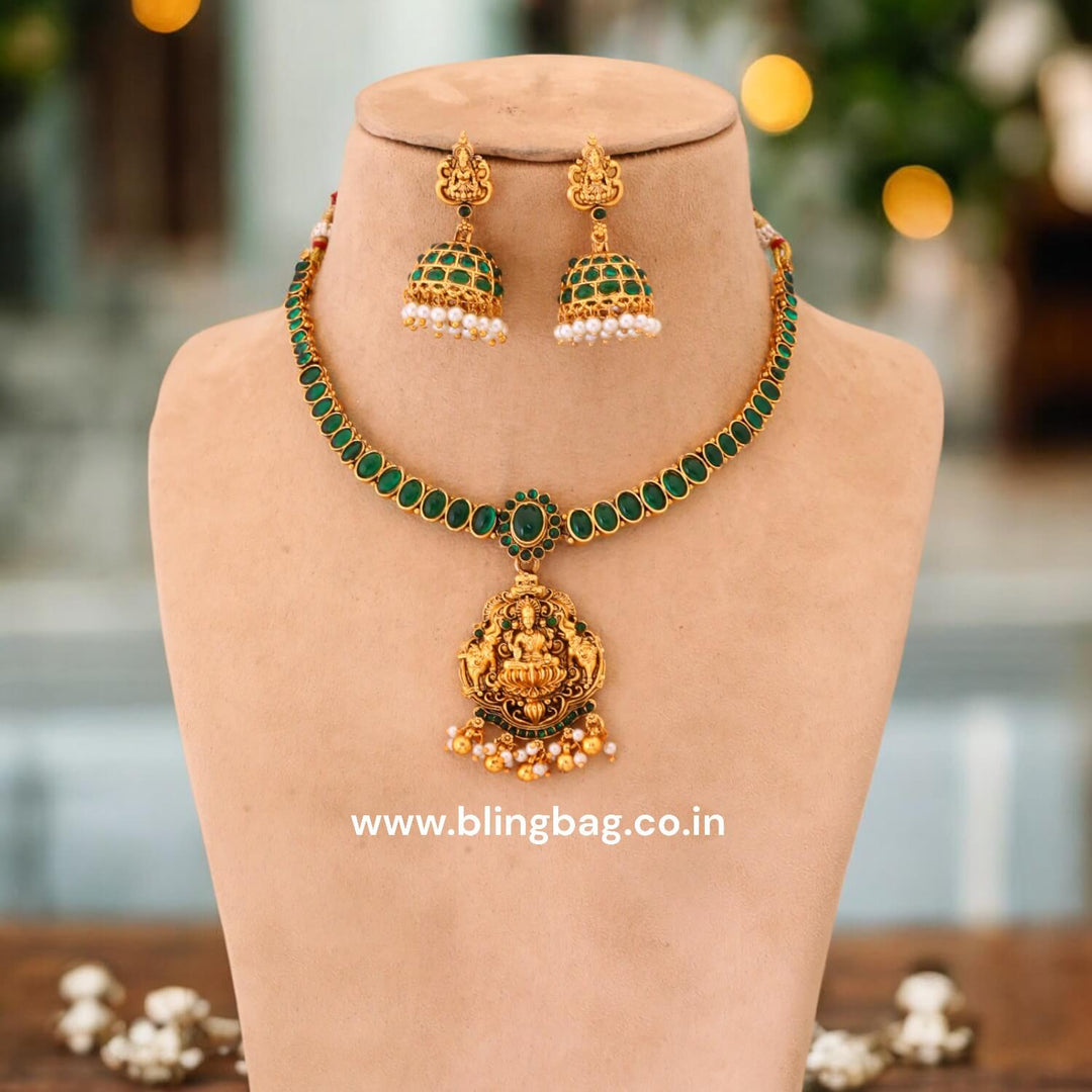 Emerald Vadini Temple Jewellery Set - New Arrival