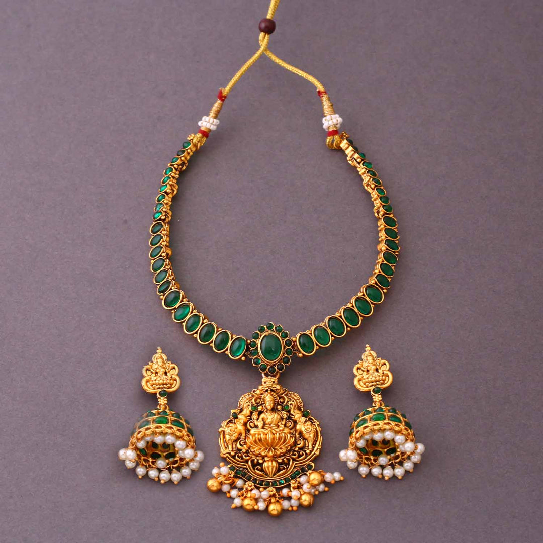 Emerald Vadini Temple Jewellery Set - New Arrival
