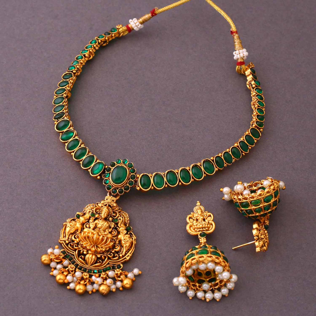 Emerald Vadini Temple Jewellery Set - New Arrival