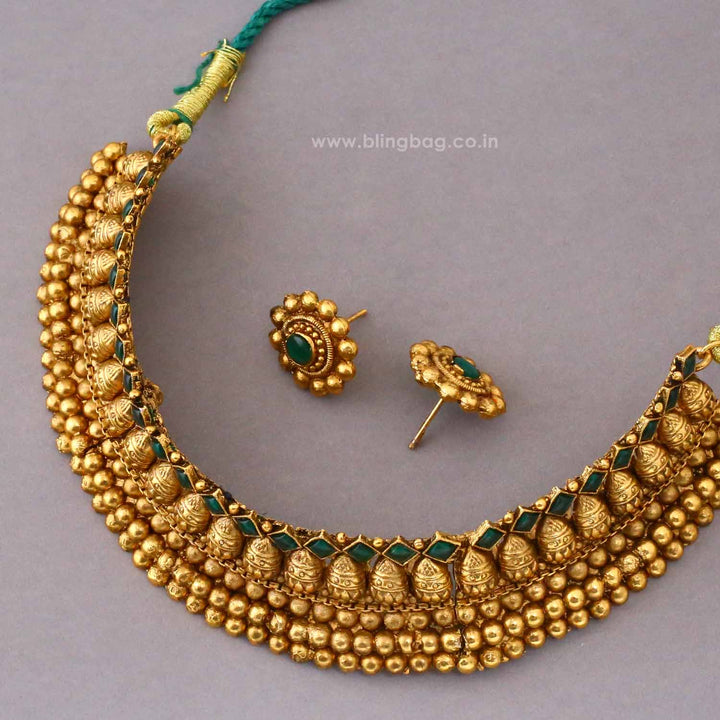 Emerald Vaidehi Antique Jewellery Set- New Arrival