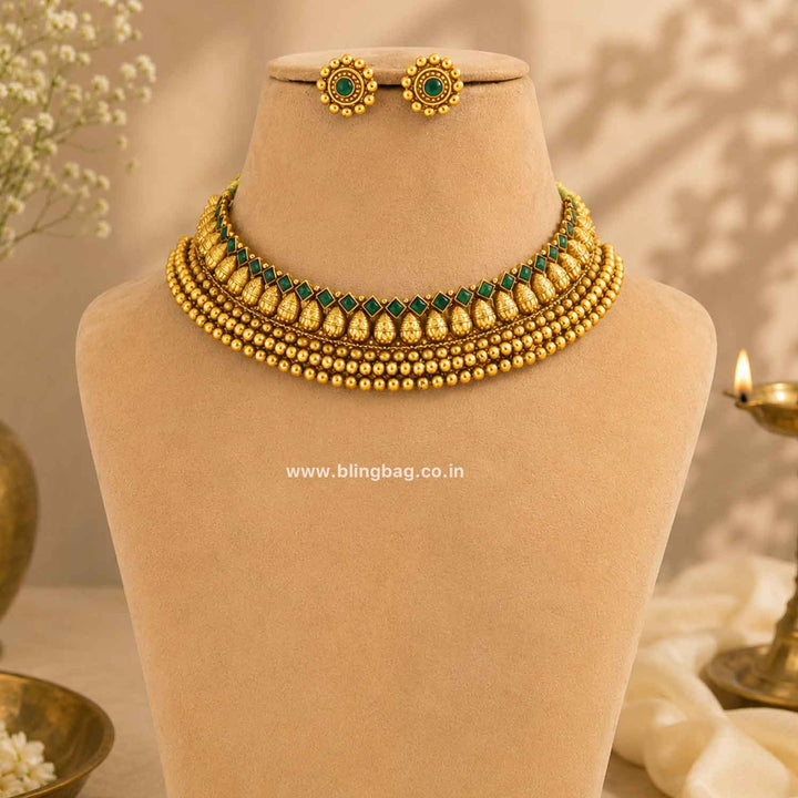 Emerald Vaidehi Antique Jewellery Set- New Arrival