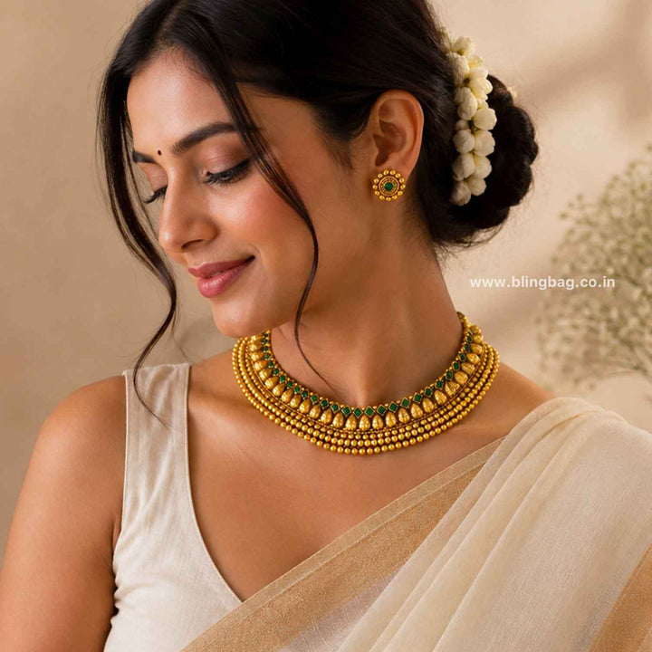 Emerald Vaidehi Antique Jewellery Set- New Arrival