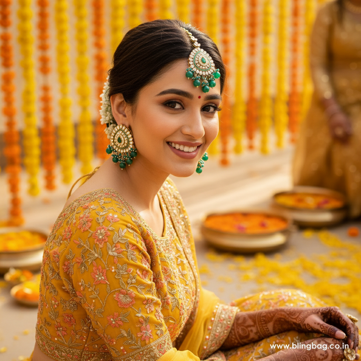 Emerald Vaidehi Maang Tikka