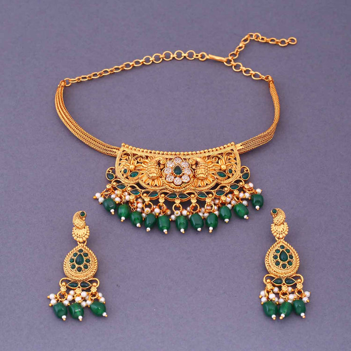Emerald Vanshika Antique Jewellery Set - New Arrival