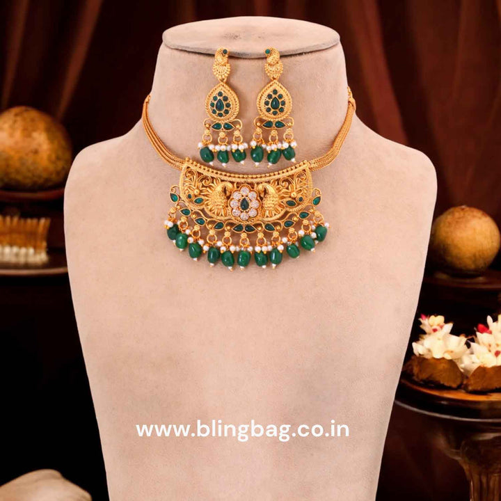 Emerald Vanshika Antique Jewellery Set - New Arrival