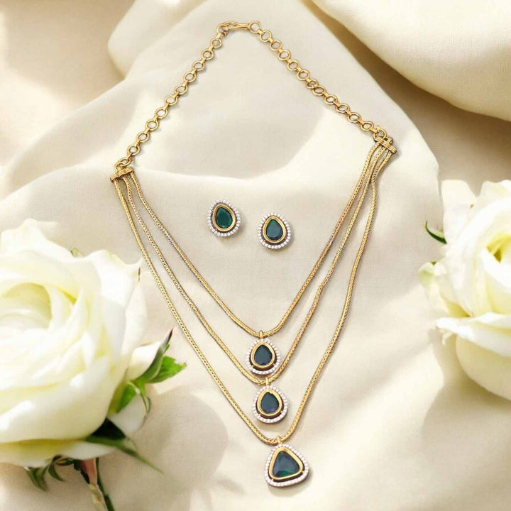 Emerald Varnamayi Antique Jewellery Set - New Arrival