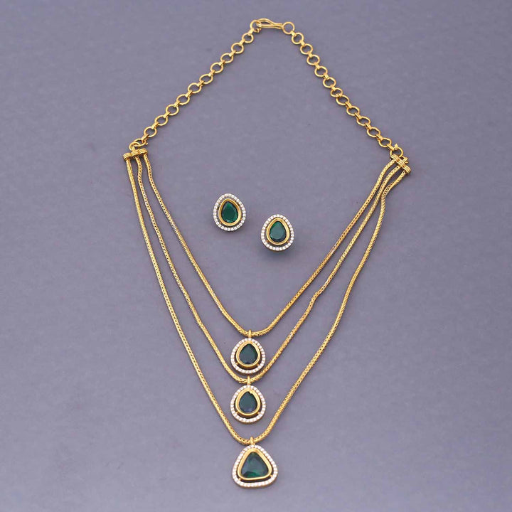 Emerald Varnamayi Antique Jewellery Set - New Arrival