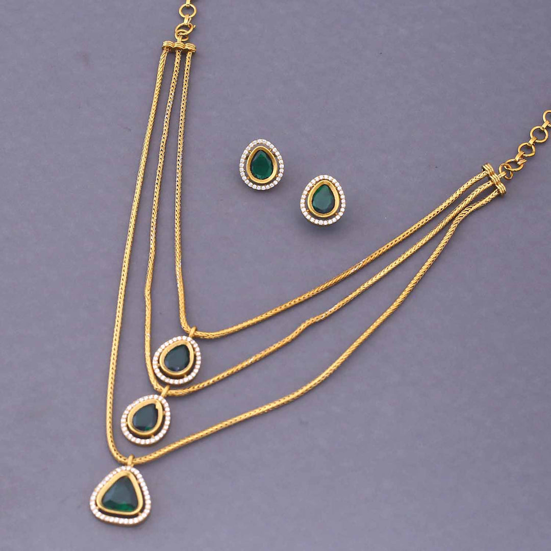 Emerald Varnamayi Antique Jewellery Set - New Arrival