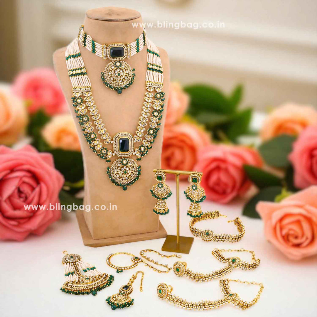 Emerald Varnika Kundan Bridal Jewellery Set