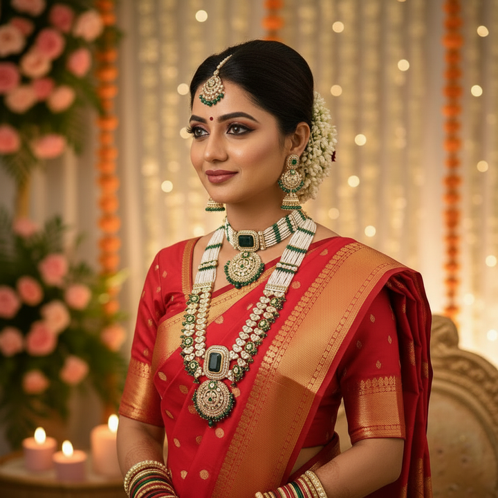 Emerald Varnika Kundan Bridal Jewellery Set