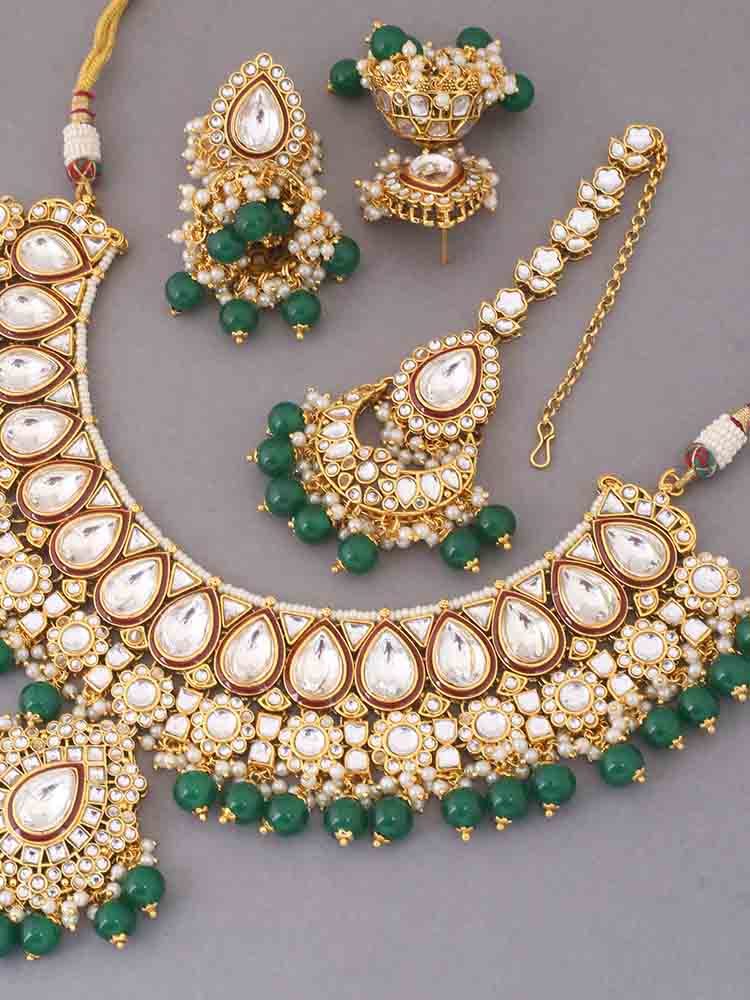 Emerald Varuni Kundan Jewellery Set