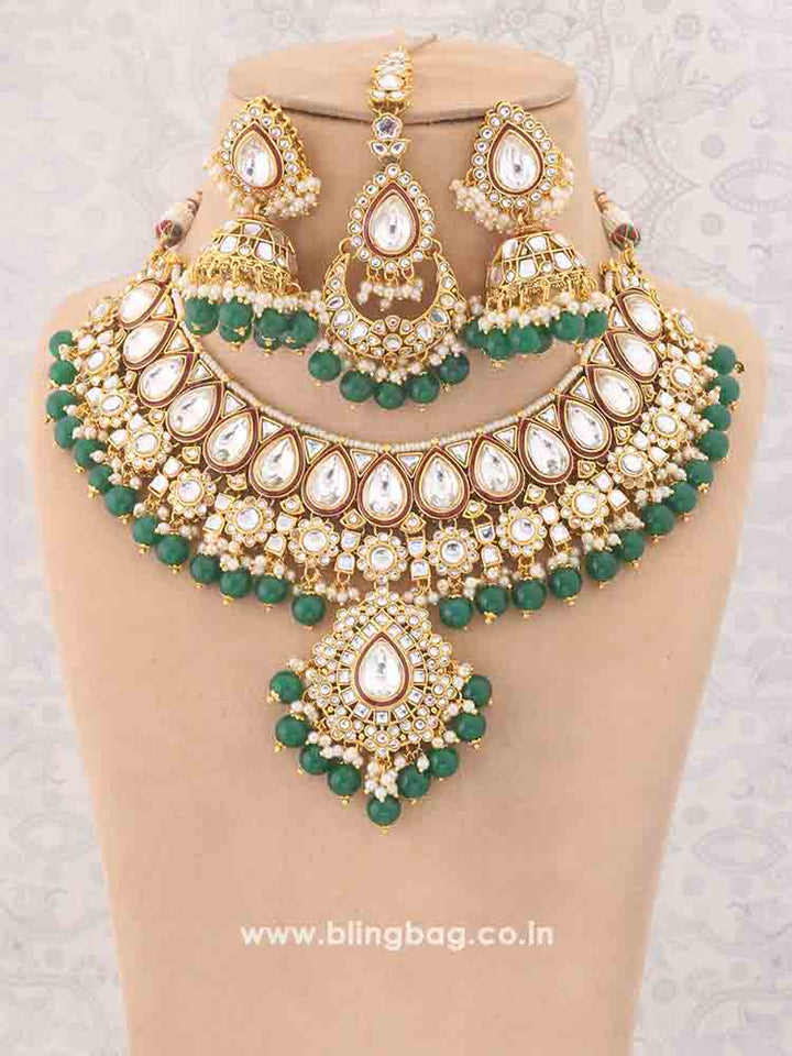 Emerald Varuni Kundan Jewellery Set